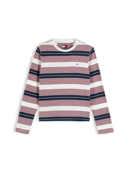 Tommy Jeans Bluză Reg Ess Jersey Colorat alb