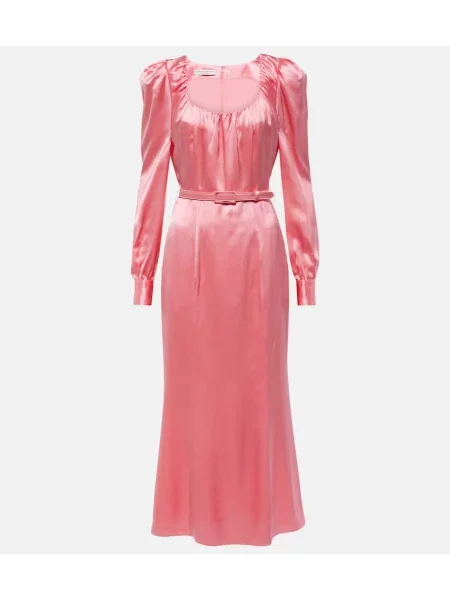 Satenska midi obleka Alessandra Rich roza