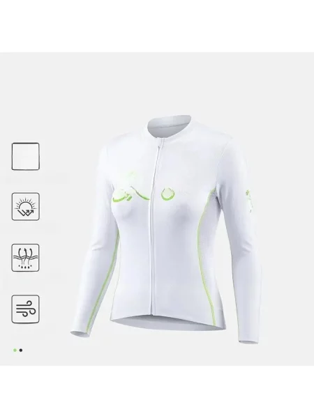 Koszulka rowerowa z długim rękawem oddychająca WEST BIKING biała