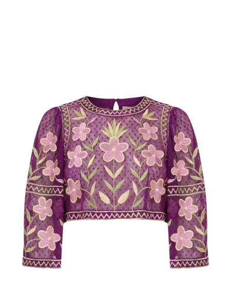 Top Antik Batik cu model floral violet
