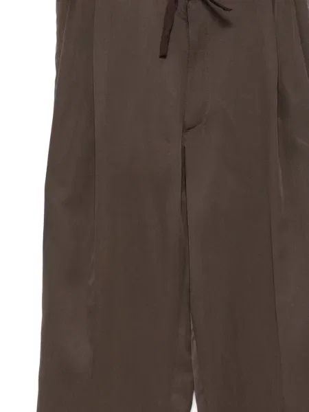 Pantaloni Brioni de mătase cu cordon maro