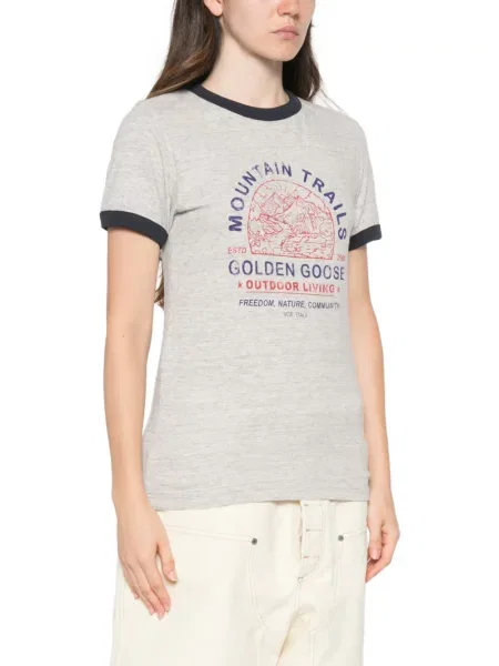 Къс тениска Golden Goose с кръгло деколте сиво