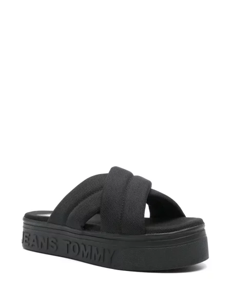 Sandale Tommy Jeans cu platformă cu autograf negru