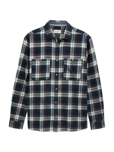 TOM TAILOR Košulja mornarsko plava / tamno zelena / svijetlocrvena bijela