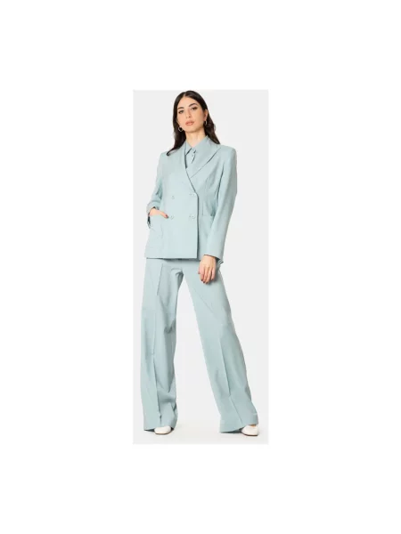Spodnie palazzo Weekend Max Mara wełniane niebieskie