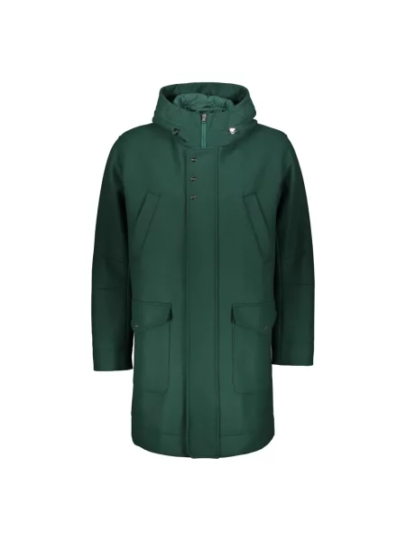 Długa parka Herno wełniana zielona