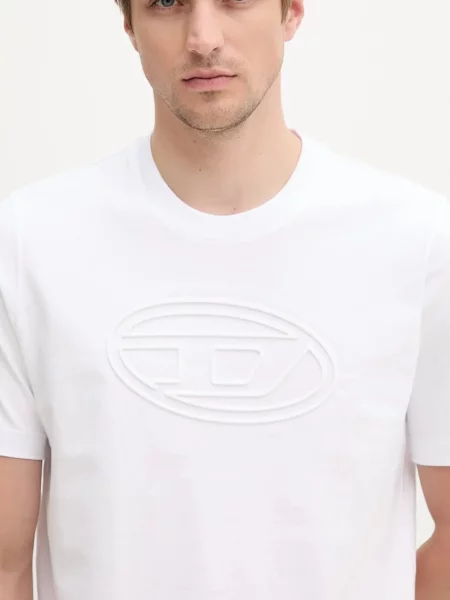 Diesel t-shirt T-ADJUST-BIGOVAL z nadrukiem biały