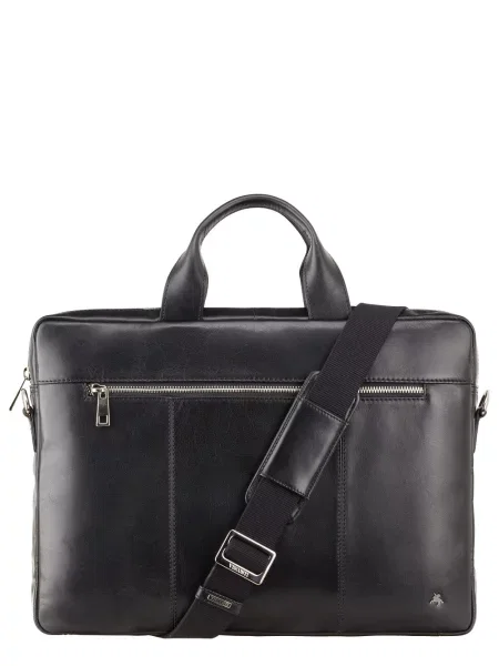 Кожаная сумка для ноутбука Visconti черная