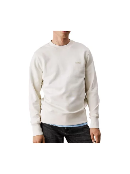 Bluza nierozpinana Calvin Klein Jeans z okrągłym dekoltem elegancka beżowa