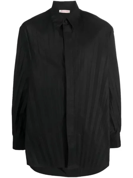 Plisovaná dlouhá košile Valentino Garavani černá