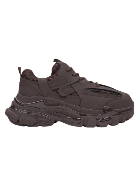 Sneakersy Estro na platformie skórzane brązowe