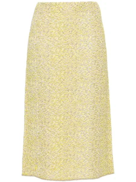 Fustă midi Fabiana Filippi din tweed până la genunchi galben