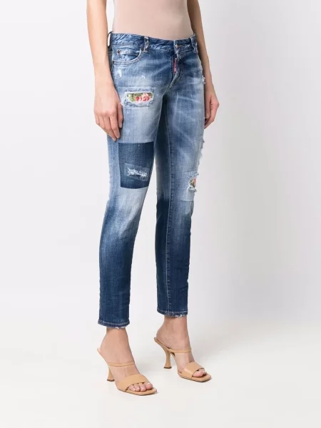 Skinny džíny Dsquared2 s nízkým pasem modré
