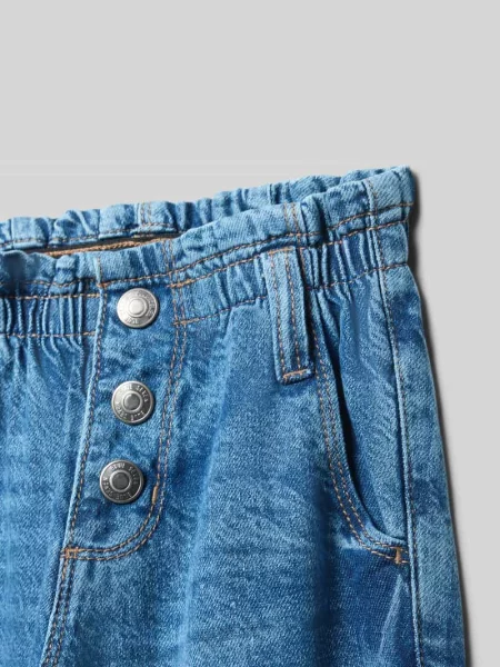 Jeansy o kroju straight fit z elastycznym pasem Blue Seven niebieskie