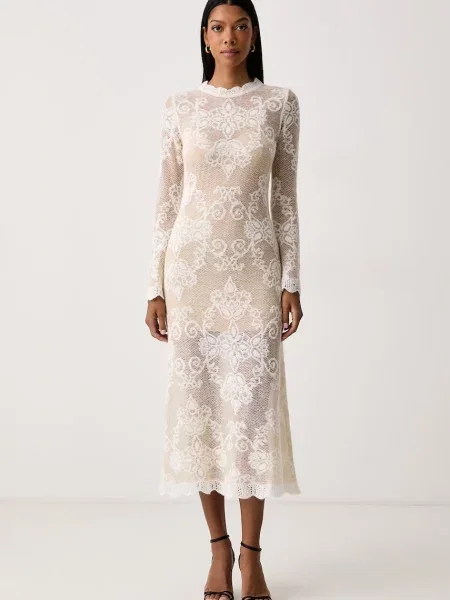 Twinset rochie cu amestec de lână bej
