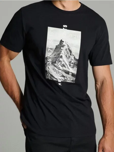 Sinsay oversize tričko s potiskem námořnická modrá