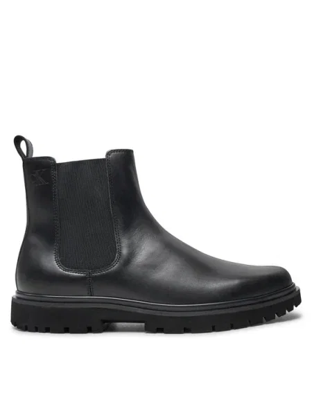 Кожени обувки Calvin Klein Jeans EVA BOOT MID CHELSEA UNIFORM DR черно