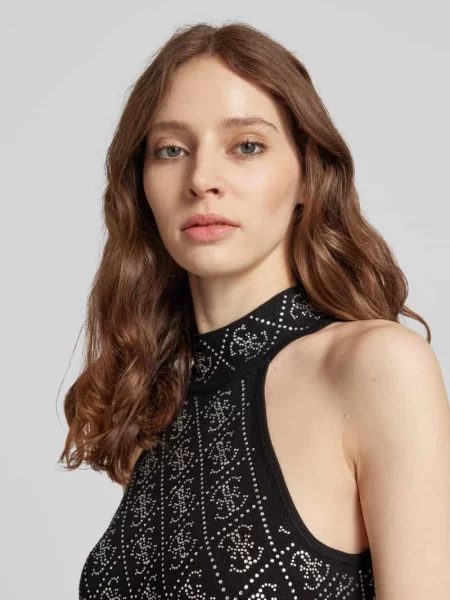 Sukienka koktajlowa z wiązaniem na szyi model CELESTE' Guess czarna