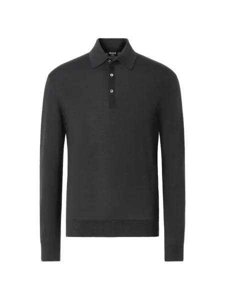 Tricou polo Zegna de lână gri