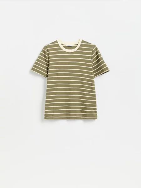 Reserved Tricou din mercerizat bej