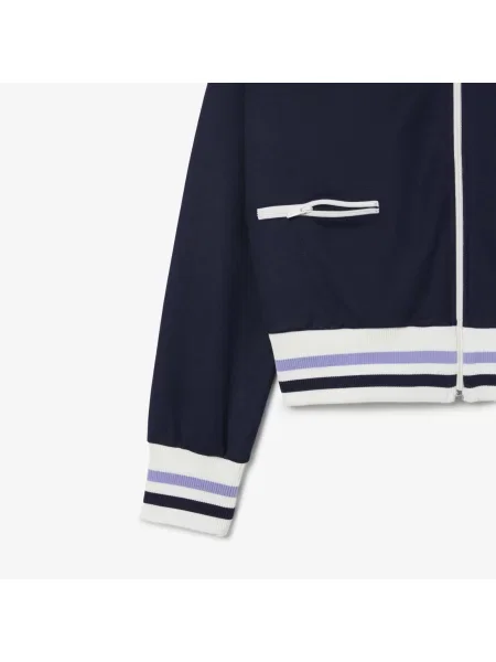 Lacoste Bluza Z Zamkiem I Ozdobnymi Paskami niebieska