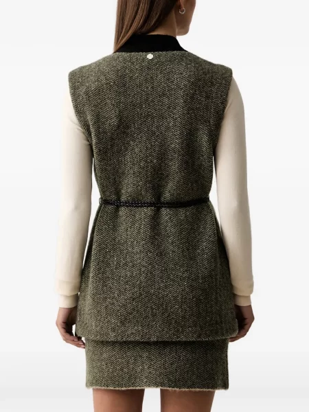 Cu centură vestă Silvian Heach cu model herringbone verde