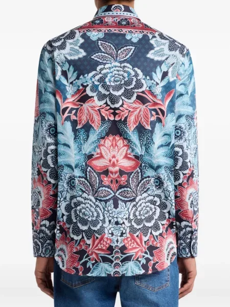 Cămașă Etro cu model floral cu imagine lungă albastru