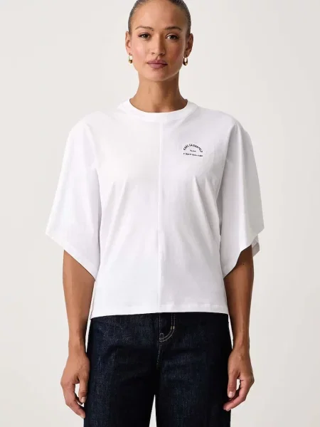 Karl Lagerfeld tricou oversized pentru femei din alb