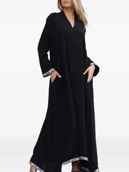 Макси рокля Tessitura Body Couture бродирана черно