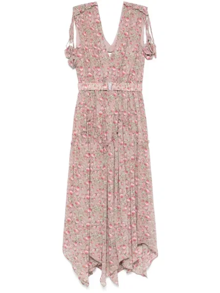 Rochie midi Nissa cu model floral cu imagine până la genunchi roz