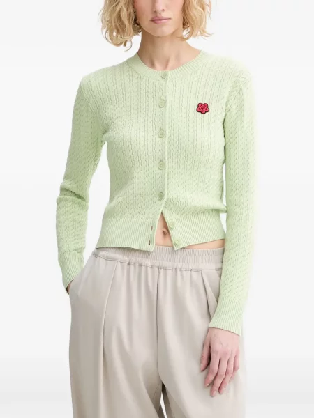 Cardigan Kenzo cu model floral tricotate verde