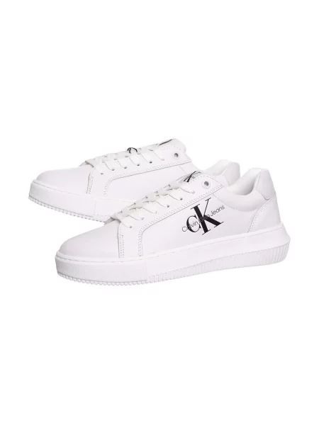 Calvin Klein Jeans Sneakersy Chunky Cupsole Laceup Mon Lth Wn bílá