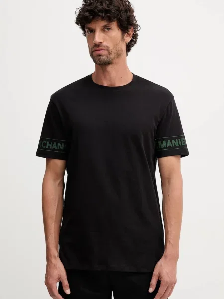 Тениска Armani Exchange с принт черно