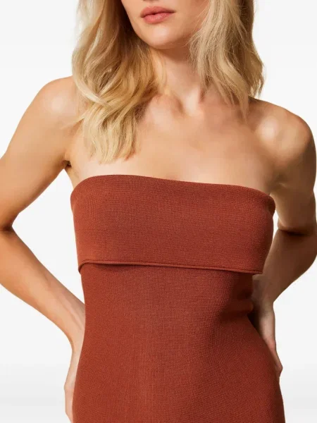 Rochie midi Twinset până la genunchi de costum maro