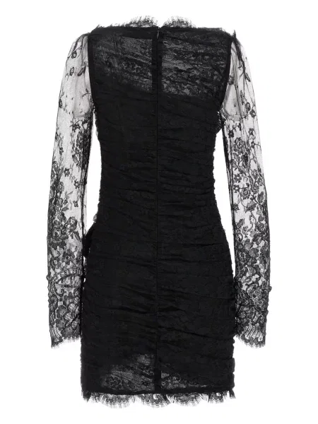 Rochie mini Alessandra Rich cu funde din dantelă de costum negru