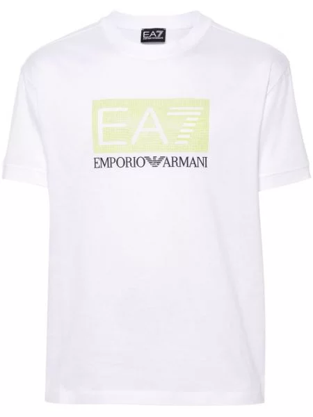 Tricou Ea7 Emporio Armani cu tepi alb