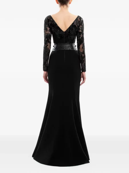 Rochie maxi Saiid Kobeisy cu broderie lungă de costum negru