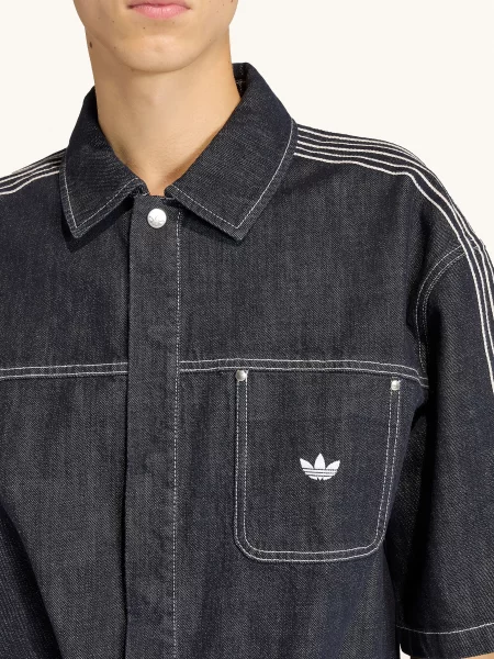 Adidas Originals Džínová Košile Originals Denim Short Sleeve Work Loose Fit tmavě modrá