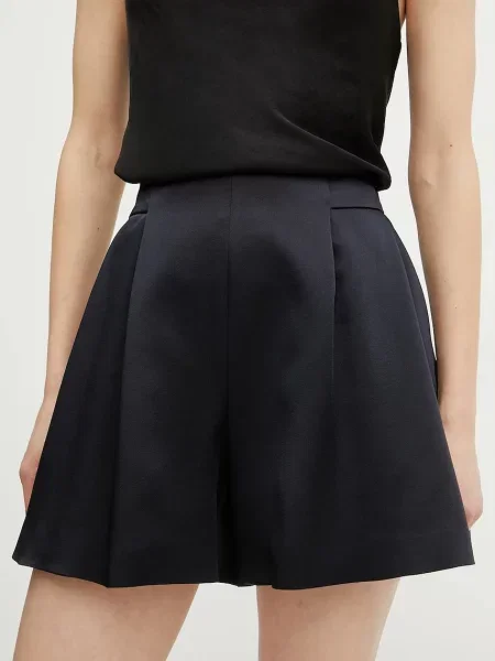 BOSS pantaloni scurti femei marin neted high waist albastru