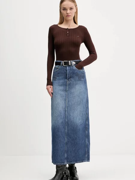 Tommy Jeans spódnica jeansowa maxi prosta granatowy