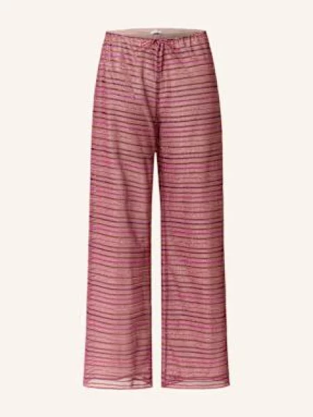 Oséree Spodnie Marlena Shiny Stripes Z Błyszczącą Przędzą rosa fuksja