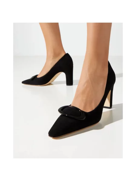 Czółenka Manolo Blahnik zamszowa czarna