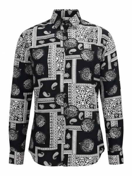 Radwa Cămașă Men's Viscose multicolor pattern shirt amestecat negru