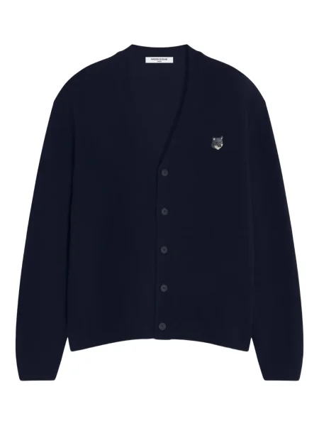 Kardigan Maison Kitsuné s výšivkou modrý