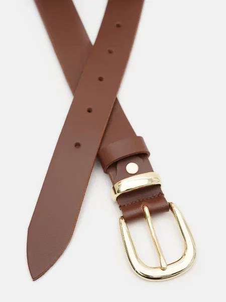 Кожаный ремень Borsa Leather с ремешками коричневый