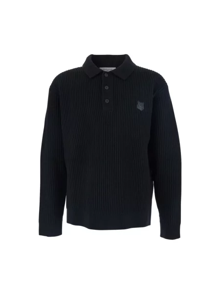 Sweter Maison Kitsune wełniany czarny
