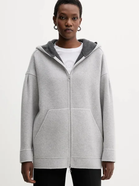 Жилетка с вълна MM SOTTILE дамска от лека материя сиво