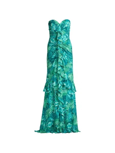 Rochie Tadashi Shoji cu model floral de costum verde
