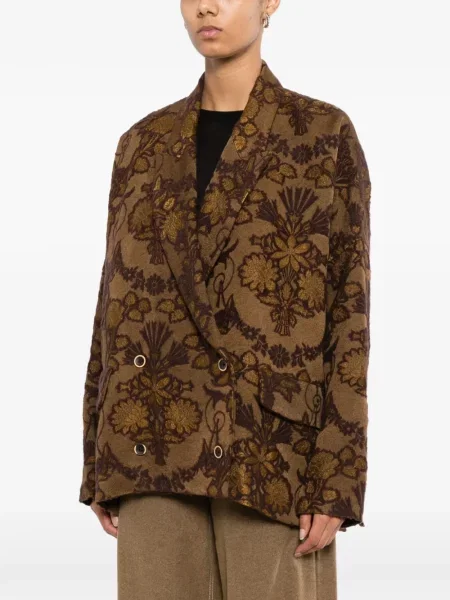 Geacă Uma Wang cu model floral din jacard maro