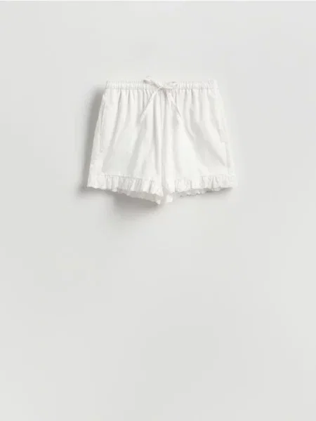 Reserved Pantaloni scurți cu fibre lyocell alb